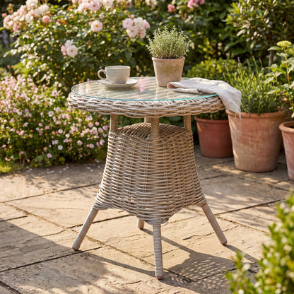 Levanto Collection Outdoor Bistro Table With Glass Top