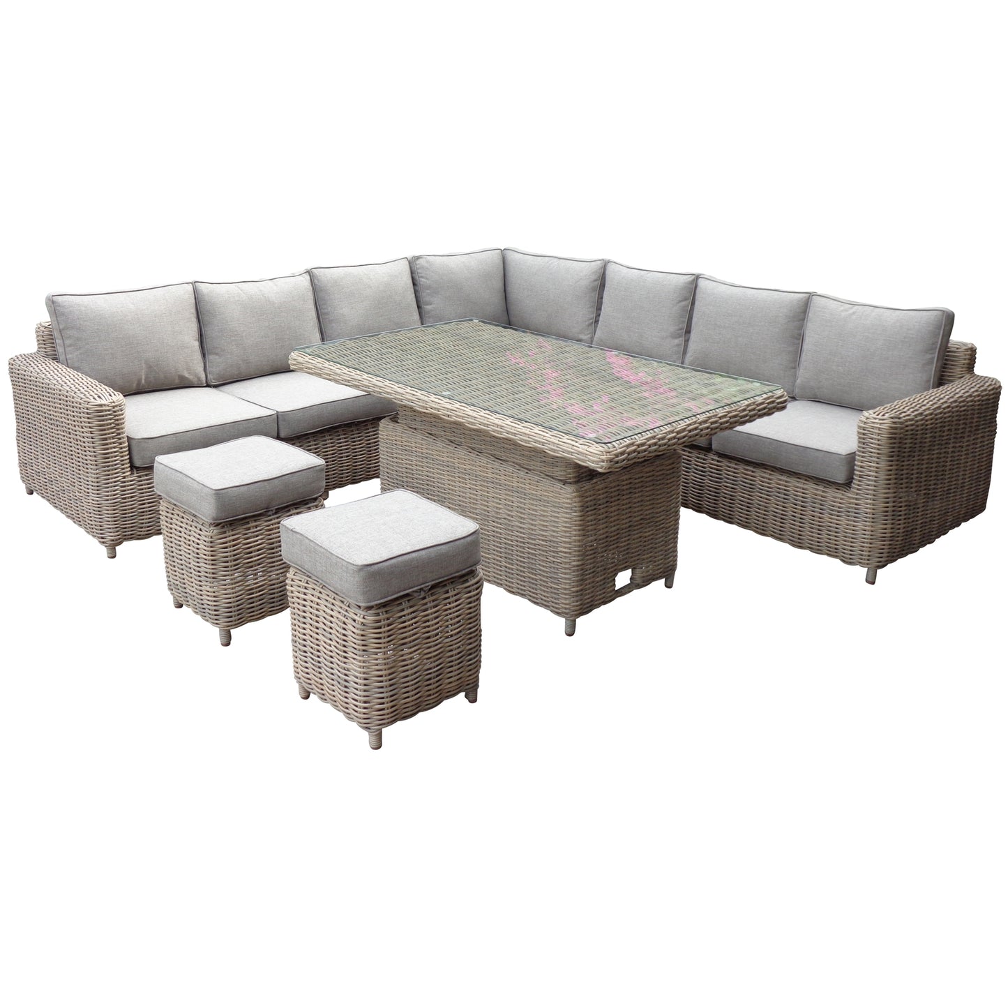 Levanto Outdoor Large Corner Set With Riser Table + 2 Stools