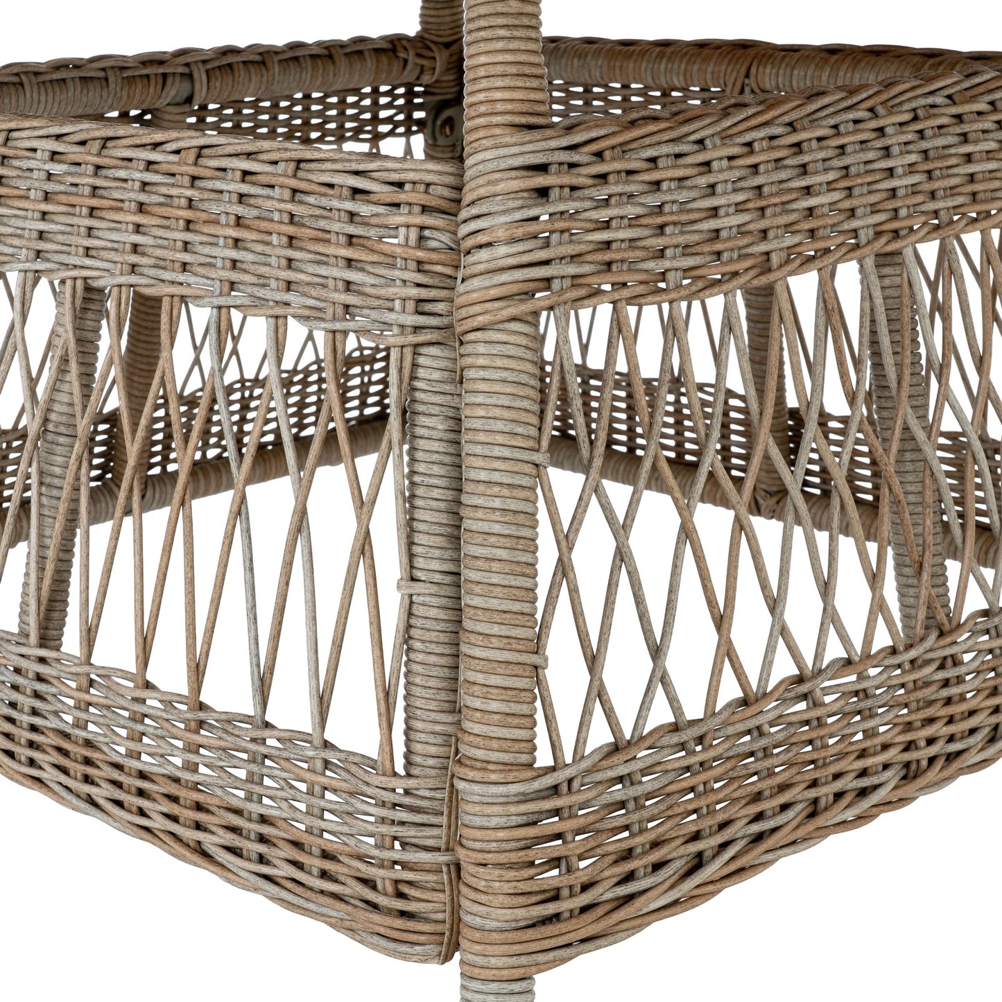 Close-up of a wicker chair with a white background