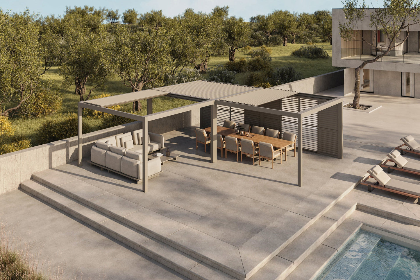 Luxe Electric Retractable Roof LED Pergola
